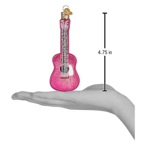 Glittered Glam Guitar Ornament, 4.75"