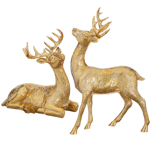 Set of 2 Gold 13.5" Deer