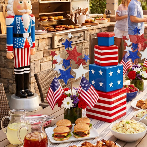 4th of July Stacked Giftbox Tower, 28"