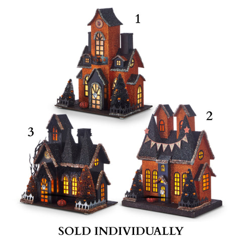 12.25" Lighted Haunted House (3 Styles - Sold individually)