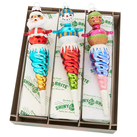 Christmas Confetti Santa Icicles, 7" (Set of 3)