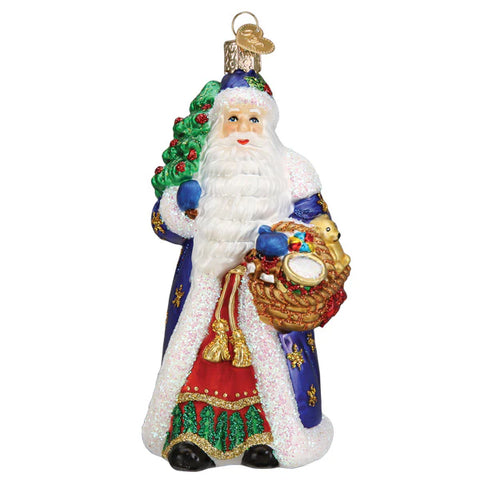 Regal Father Christmas Glass Ornament