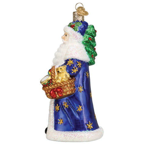 Regal Father Christmas Glass Ornament