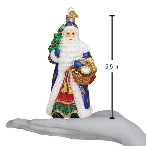 Regal Father Christmas Glass Ornament