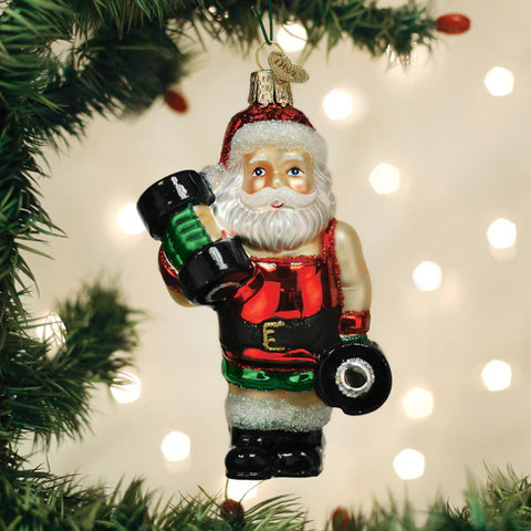 Bodybuilder Santa Ornament, 4.75"
