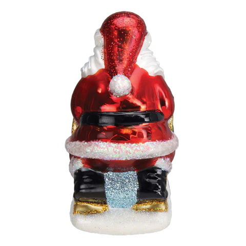 Santa's Dog Sled Glass Ornament