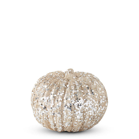 Champagne Glitter & Sequin Pumpkin, 4"