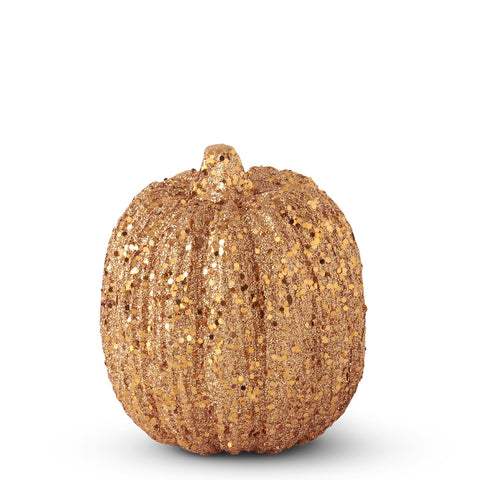 Orange Glitter &  Sequin Pumpkin, 6"