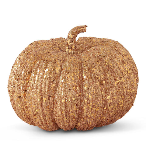 Orange Glitter & Sequin Pumpkin, 8"