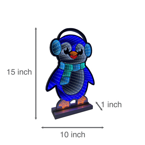 Infinity Christmas Penguin With Wooden Base (15")