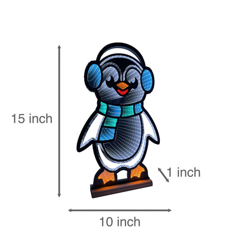 Infinity Christmas Penguin 2 With Wooden Base (15")