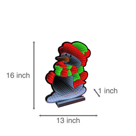 Infinity Christmas Snowman With Wooden Base 2 (16")