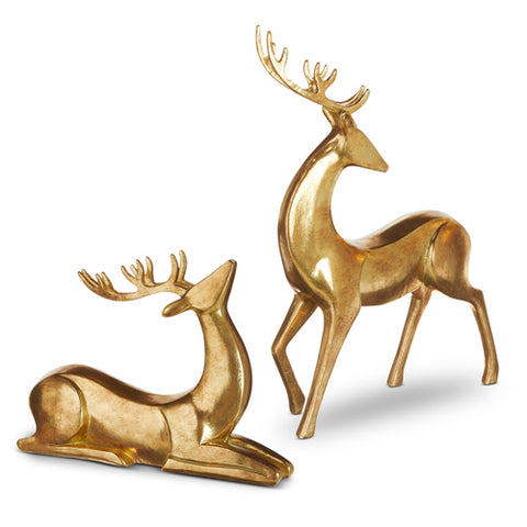 Set of 2 Aged Gold 16.75" Deer