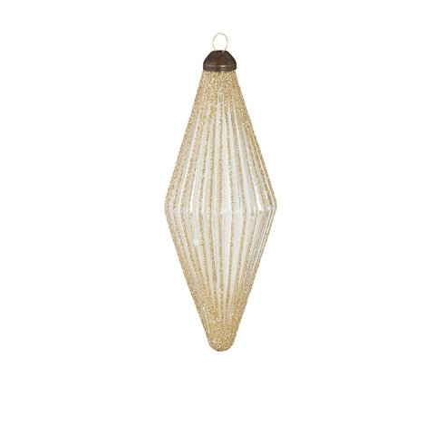 Glittered Diamond Ribbed Ornament, 5.5" (3 Styles - Sold individually)