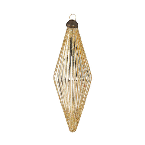 Glittered Diamond Ribbed Ornament, 5.5" (3 Styles - Sold individually)