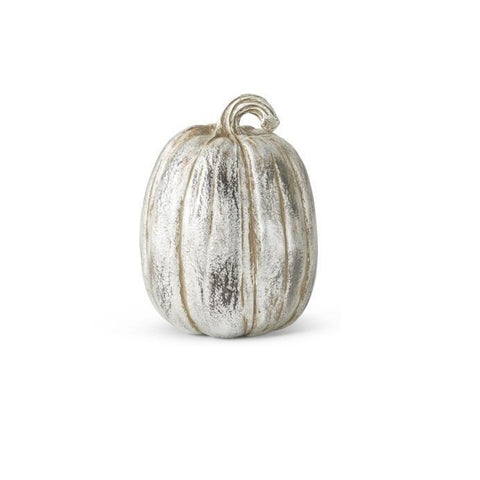 Antique Silver Resin Pumpkins, 9" (3 styles - sold individually)