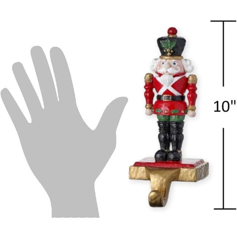 Resin Nutcracker Soldier Christmas Stocking Holder, 9.65"