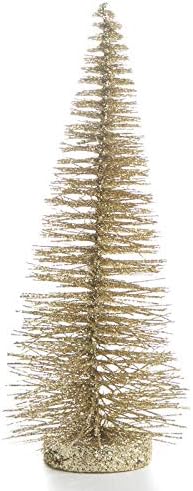 24" Gold Glittered Bottle Brush Tree w/Glitter Base