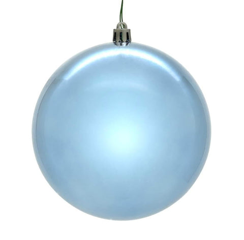 Shatterproof Denim Blue Shiny Ball UV Ornament, 4" (Set of 6)