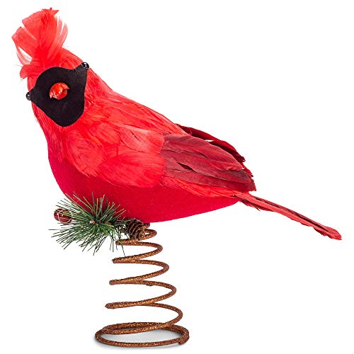 10" Feathered Cardinal Treetopper