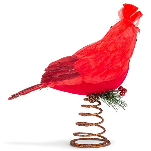 10" Feathered Cardinal Treetopper