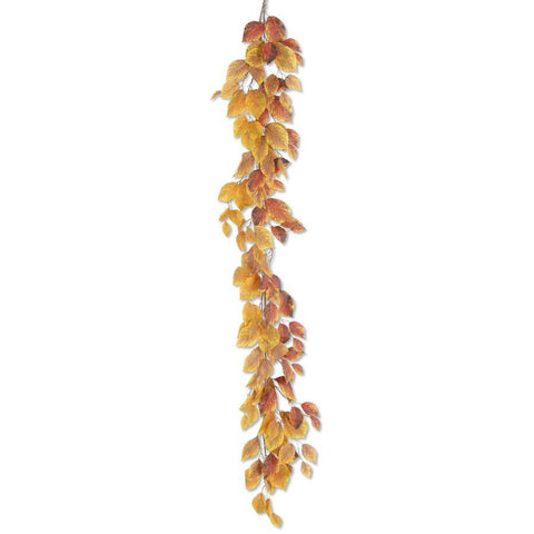 60" Golden Yellow & Rust Birch Leaves Garland