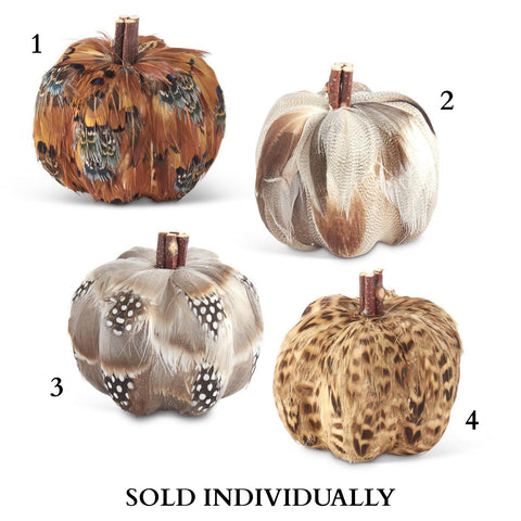 Feather Pumpkins, 3.25" (4 Styles - Sold individually)