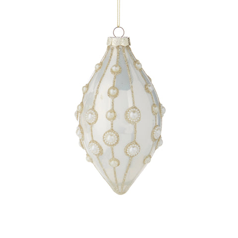 Pearl Embellished Glass Ornament, 4" (2 styles - sold individually)