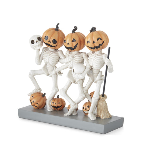 Dancing Jack-O-Lantern Skeleton Men Figurine, 8"