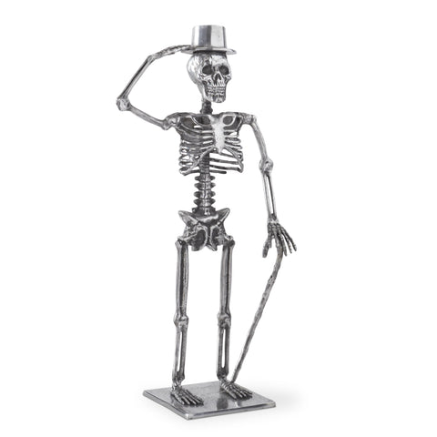 Silver Metal Standing Skeleton Figurine, 30.5"