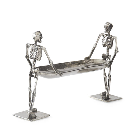 Silver Metal Double Skeleton Serving Tray, 21.75"
