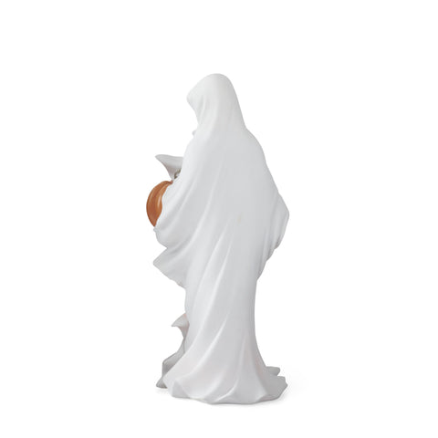 White Draped LED Ghost Holding Jack-O-Lantern Figurine w/Timer, 20"