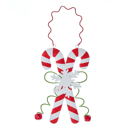 6" Metal Glittered Crossed Candy Cane Ornament
