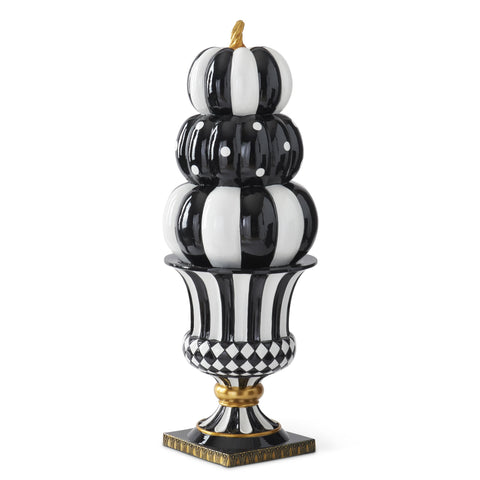 Black & White Resin 3-Stack Pumpkins Figurine, 27"