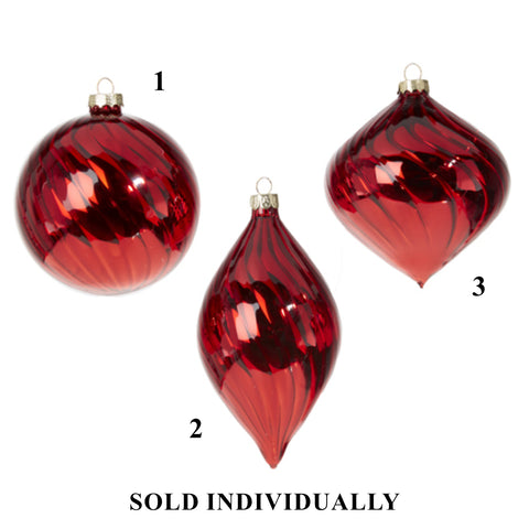 Red Blown Glass Ornament, 4" (3 styles - sold individually)
