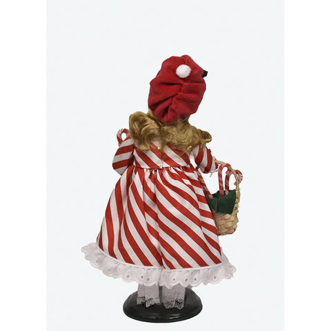 Candy Cane Girl Caroler Figurine, 10"