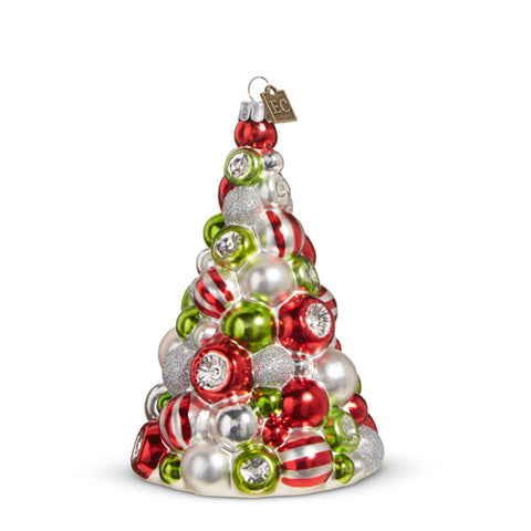 5.5" Red, Green and White Reflector Tree Ornament