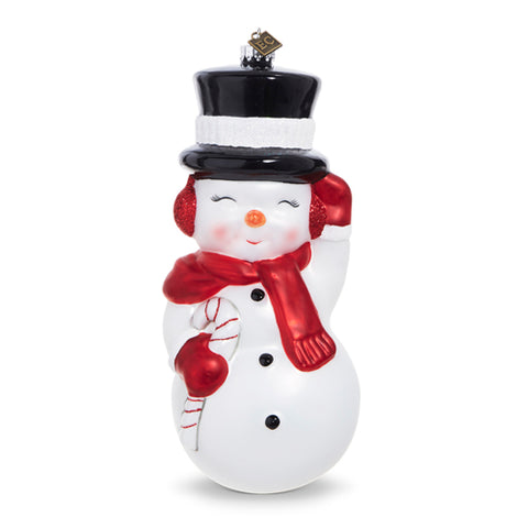 8" Snowman Blow Mold Glass Ornament