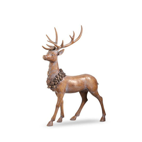 Standing Deer W/ Holly Wreath Figurine, 38" (Brown)