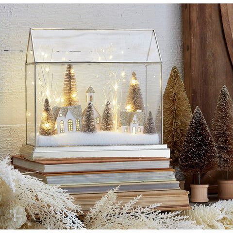 Lighted Snowy Village Terrarium, 12.75