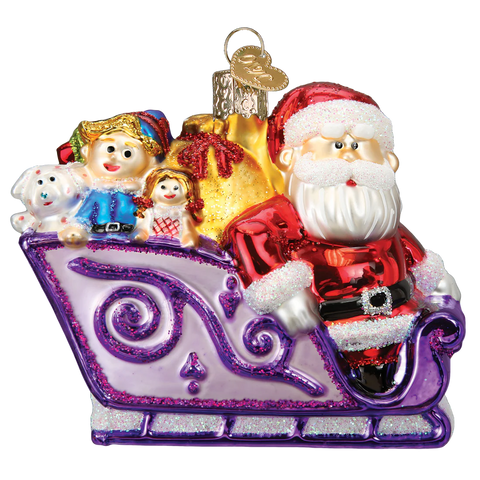 Santa & Friends Glass Ornament