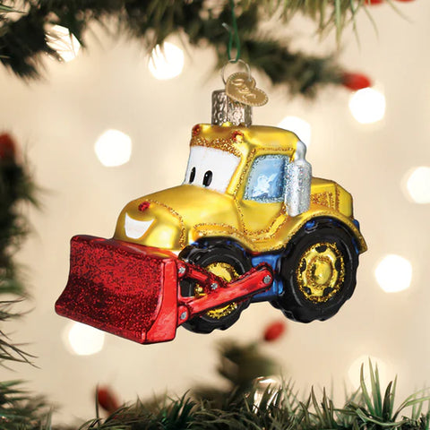 Bright-eyed Bulldozer Ornament, 2.75"