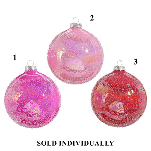 Pink Glitter Ball Ornament, 4" (3 styles - sold individually)