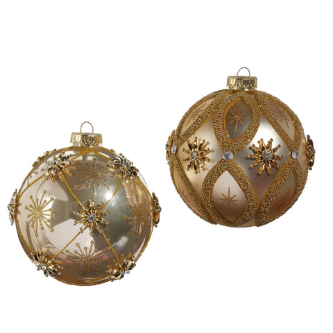 Star and Jewel Glass Ball Ornament, 5" (2 styles - sold individually)