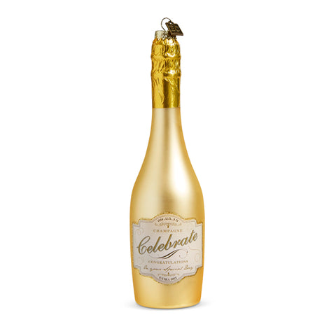 8.25" Congratulations Gold Champagne Ornament