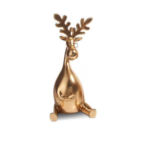 Gold Moose W/ Glasses Figurine, 12.75" (3 styles - sold individually)