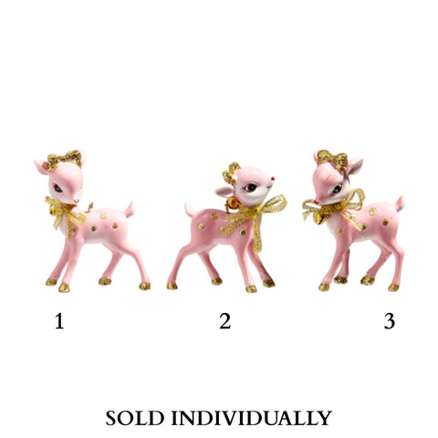 3" Vintage Pink Deer Ornament (3 Styles - Sold individually)