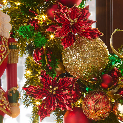 Red Foil Poinsettia Clip-On Ornament, 8"