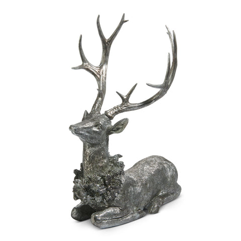 Sitting Deer W/ Wreath, 20.25"