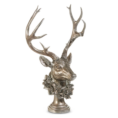 Pewter Buck W/ Wreath, 21"